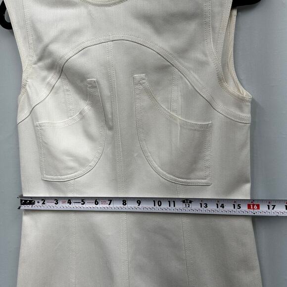 Derek Lam New York Cream Denim Stretch Form Fitting Knee Length Sleeveless Dress - Picture 11 of 12